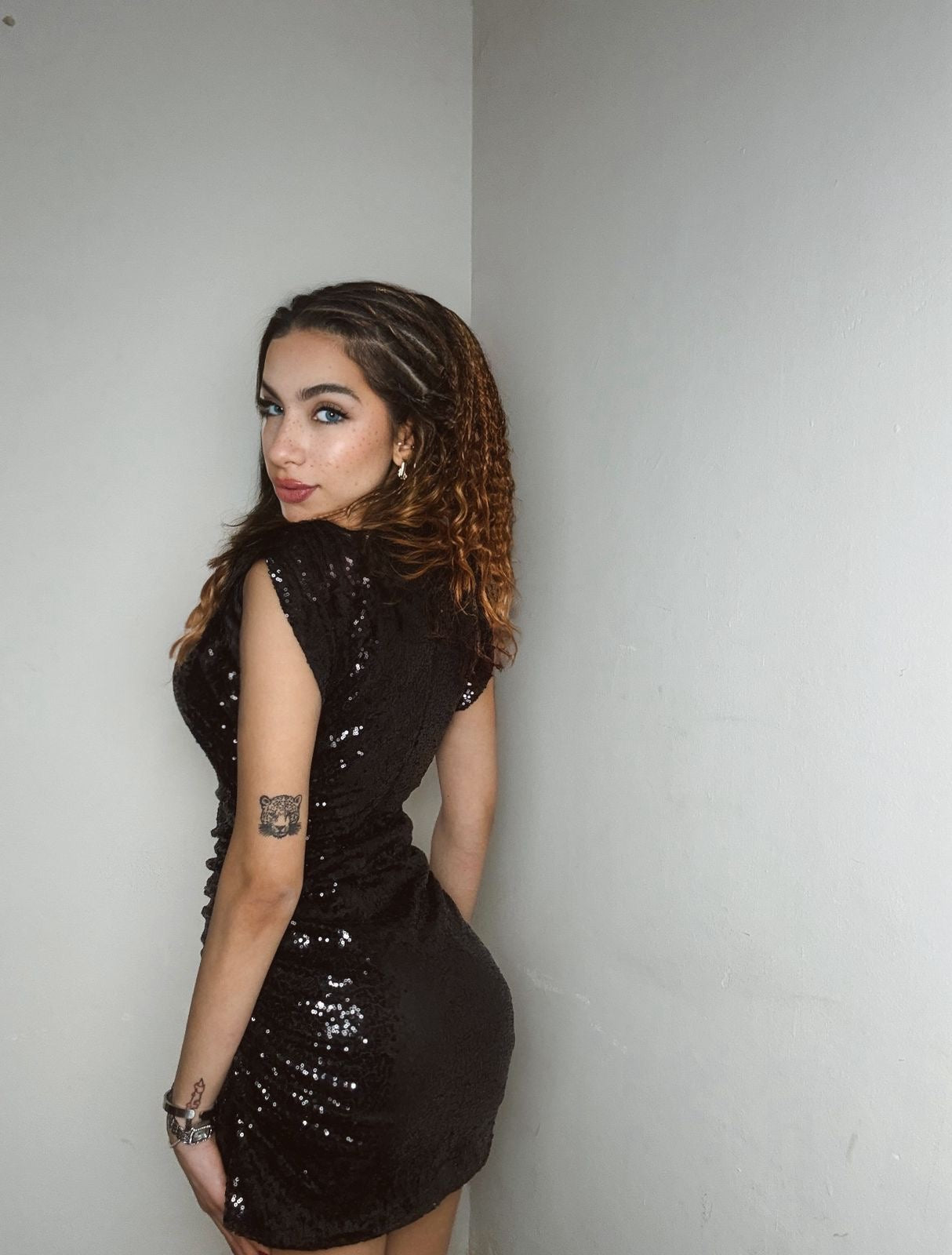 Midnight Sequin Ruched Mini Dress