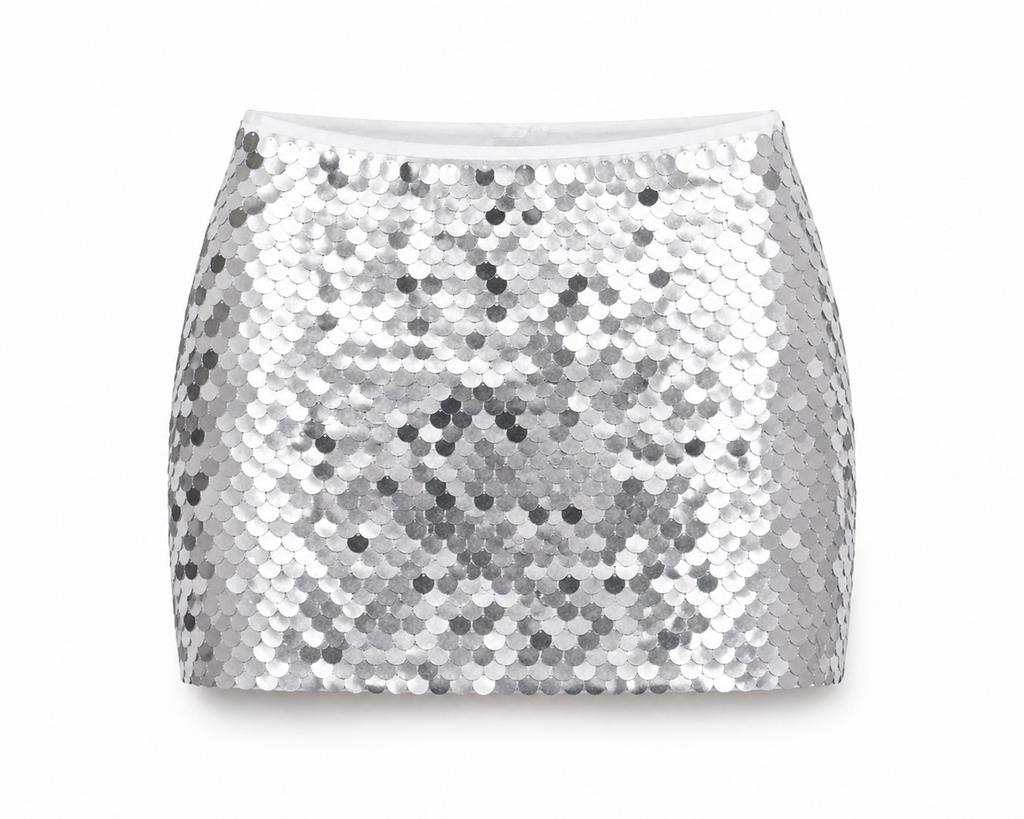 Sequin Mini Skirt - Silver