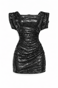 Midnight Sequin Ruched Mini Dress