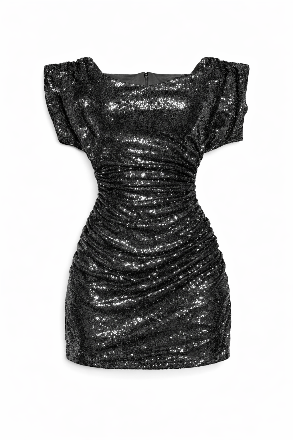 Midnight Sequin Ruched Mini Dress