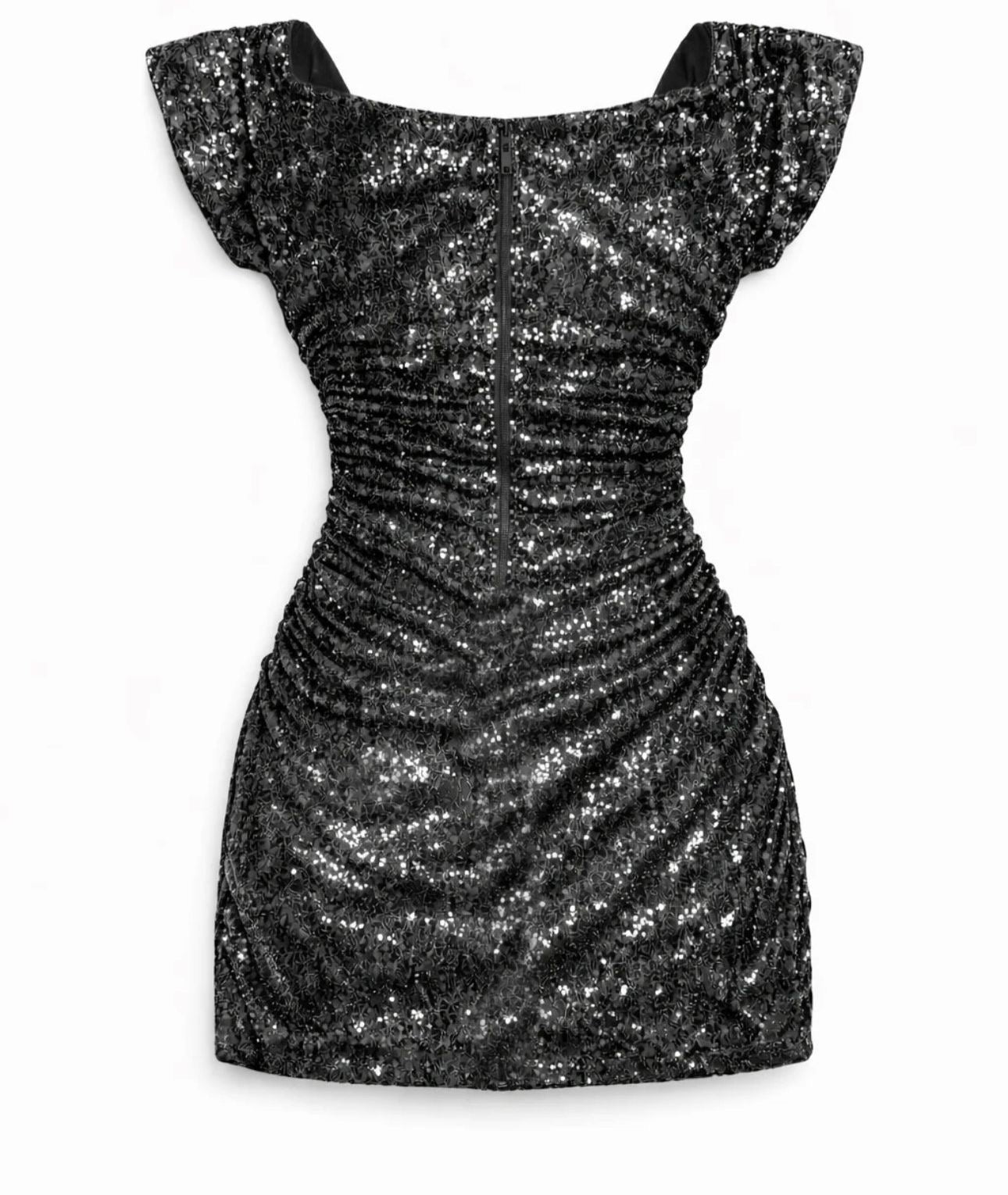 Midnight Sequin Ruched Mini Dress